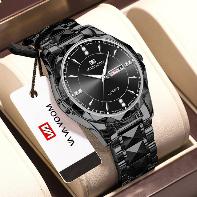 VA VA VOOM Armbanduhr Edelstahl, Quarz, Schwarz, Herren - Bild 1