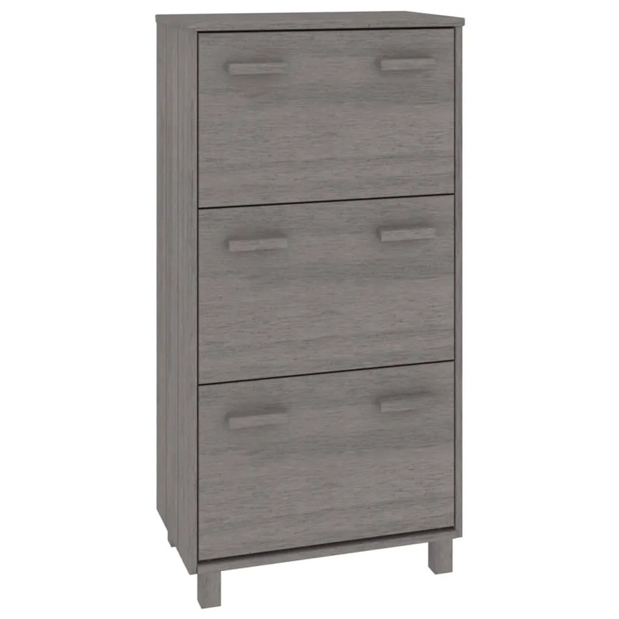 vidaXL Schuhschrank HAMAR aus Massivholz Kiefer in Hellgrau, B/T/H: 59,5 x 35 x 117 cm - Bild 2