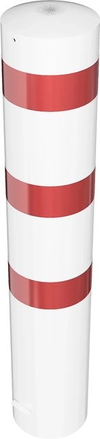 Schake Absperrpoller aus Stahl zum Einbetonieren, Durchmesser: 27,3 cm, Höhe: 150 cm, Weiß-Rot - Bild 1