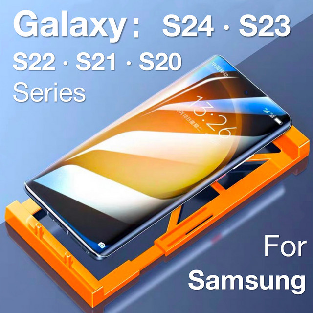 Samsung Displayschutzfolie mit Installationsset für Galaxy S23 S24 Ultra S22 S21 S20 S10 S9 S8 Note 20 transparent - Bild 1