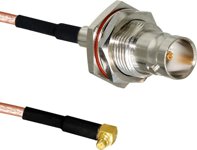 BNC-Buchsenadapter auf MMCX-Stecker rechtwinklig mit RG179 Kabel 75 Ohm - Bild 1