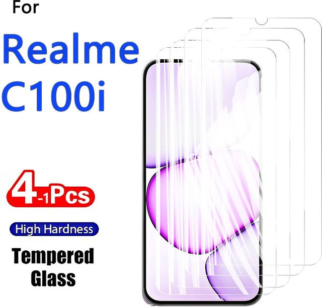 Set aus 1–4 Displayschutzfolien für Realme C100i C100 100i aus HD-Hartglas, transparent, kratzfest mit vollständiger Abdeckung - Bild 1