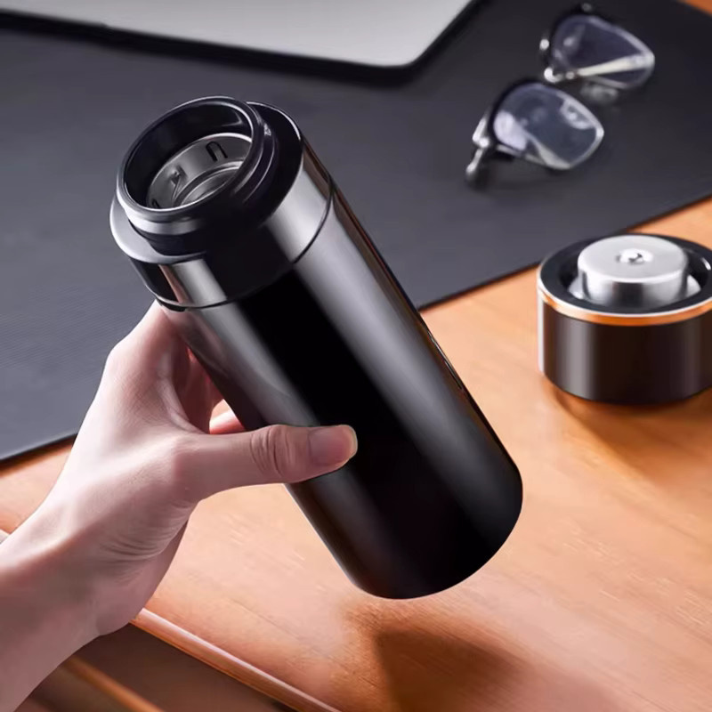 Gianxi Thermosflasche aus 304 Edelstahl für Outdoor und Camping, vakuumisoliert, mit Ein-Knopf-Öffnung, Farben: Weiß oder Schwarz - Bild 4
