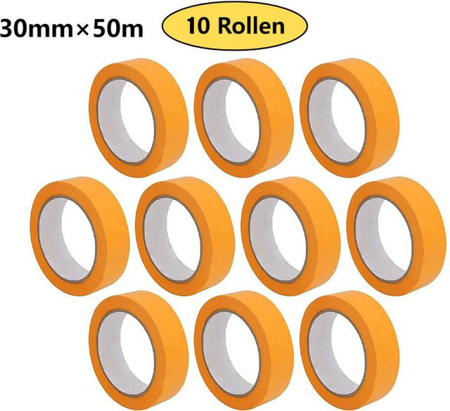 10 Stück Maler-Abdeckband Gelb für Innenmalerei und Dekoration, Breite: 30 mm, Länge: 50 m - Bild 1