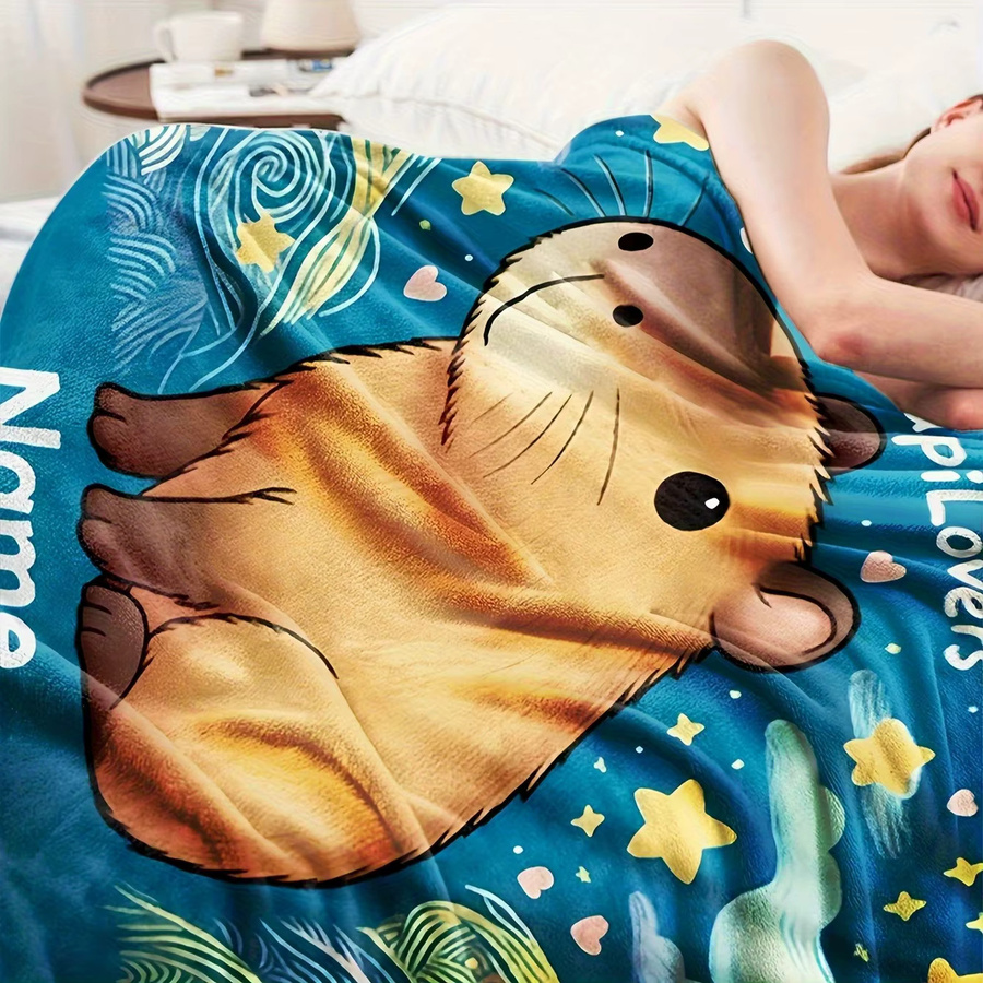 VIKAMA Capyfish Sternenhimmel-Decke im Van Gogh-Stil mit niedlichem Haustier-Druck, Blau, B/T: 90 x 60 cm - Bild 2