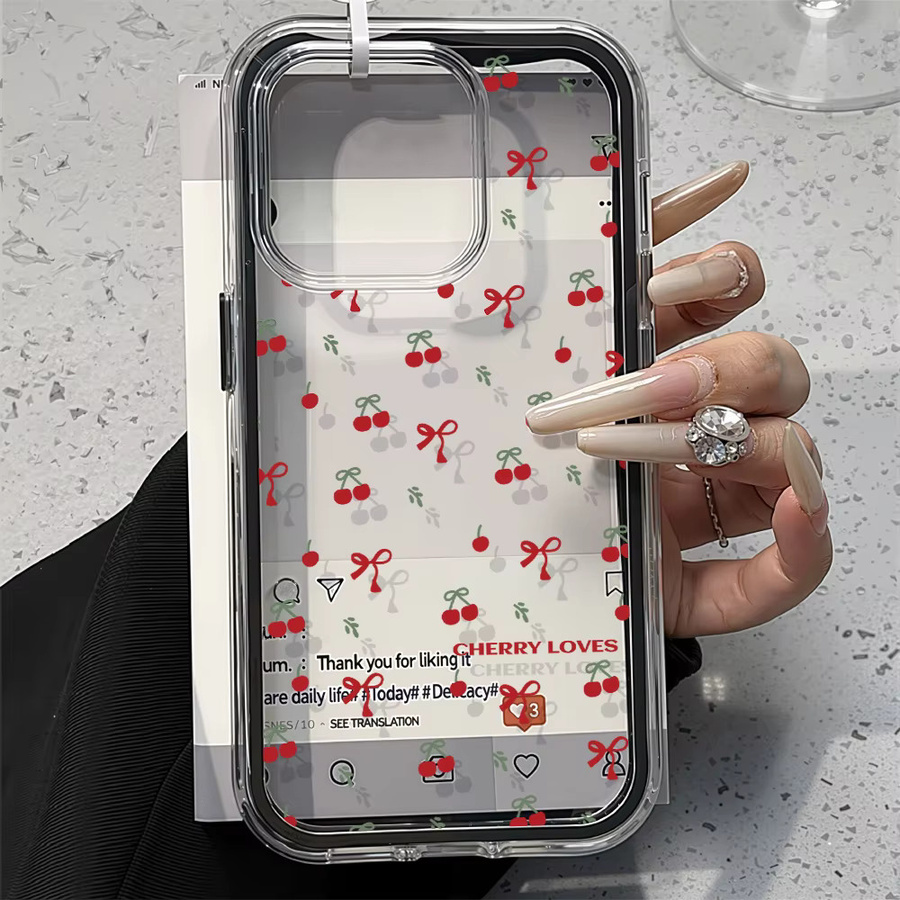 Stoßfeste 2 in 1 Handyhülle im Candy Color Design für Apple iPhone 17 Pro, 16, 15, 14, 13, 12 und 11 Pro Max sowie 17 Air in Kirsche Pink Transparent - Bild 2