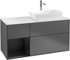 V&B Waschtischunterschrank Finion in Anthrazit mit Regal, Breite: 120 cm, Tiefe: 50,1 cm, Höhe: 50,1 cm - Bild 1