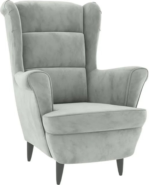 vidaXL Sessel Modell 1 aus Samt in Hellgrau mit Armlehnen, B/T/H: 90 x 43 x 81 cm - Bild 1