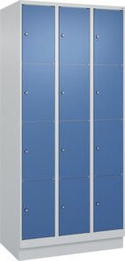 C+P Schließfachschrank Classic PLUS mit Sockel, 3 Abteile, Farbe Grau und Blau, B/T/H: 90 x 50 x 195 cm - Bild 1