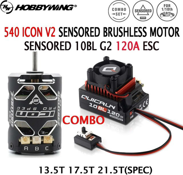Hobbywing 10BL G2 120A ESC mit 540 ICON V2 SPEC Motor, Brushless-Combo - Bild 1