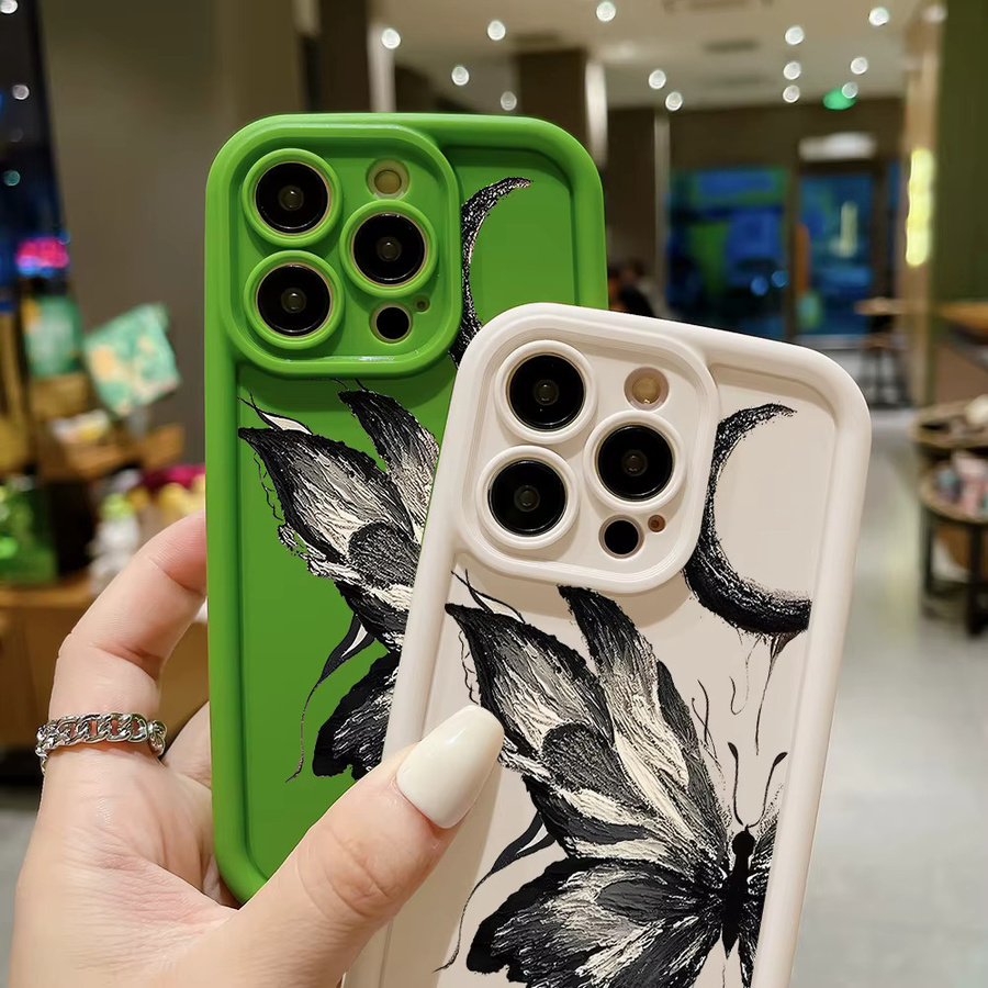 Stoßfeste Silikon-Handyhülle von Bolomboy mit Schmetterlings-Design für iPhone 16, 15, 14, 13, 12, 11, Pro, Pro Max, XS, X, XR in Multicolour - Bild 1