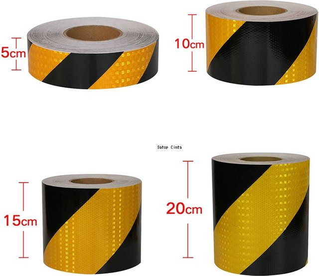 Satop Cinta Reflektierendes Warnband Twill Gelb-Schwarz Wasserdicht mit Klebstoff für Lkw und Anhänger, Breite: 10 cm, Länge: 5 m - Bild 1
