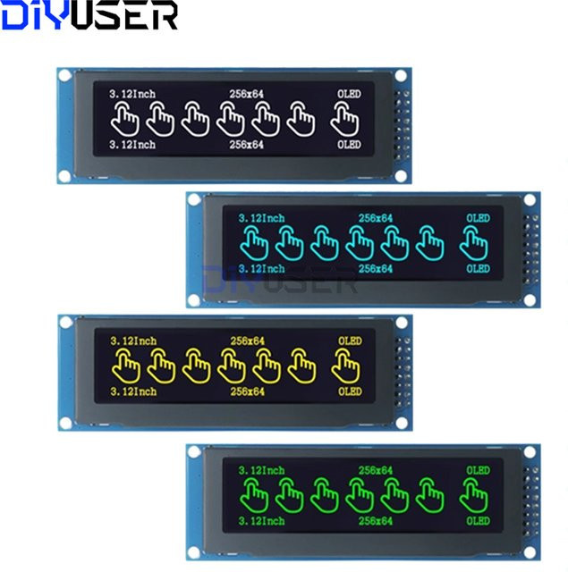 DIYUSER OLED-Displaymodul SSD1322 mit 3,12 Zoll, 256x64 Pixel, SPI und I2C Schnittstelle, blau, für STM32 und Raspberry Pi - Bild 1