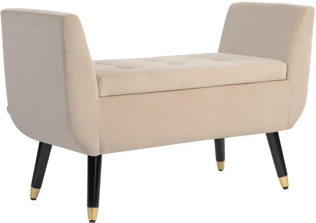 HOMCOM Sitzbank aus Polyester und Schaumstoff in Beige mit Gummiholzgestell, B/T/H: 130 x 42 x 65 cm - Bild 1