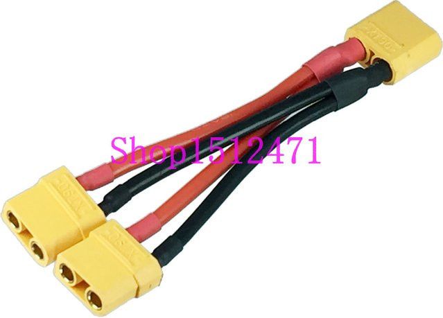 XT90 Parallelbatterie Y-Splitterkabel Gelb mit 1 Stecker auf 2 Buchsen für Lipo-Batterien - Bild 1