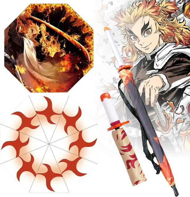 Bandai Rengoku Kyoujurou Katana Regenschirm, Schwarzer Sonnenschirm, UV-Schutz - Bild 1