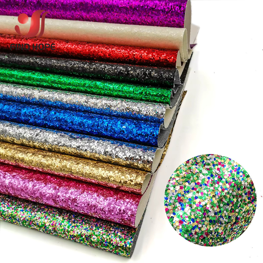 Findohope Glitzer Stoffrolle Regenbogen Schillerndes Vinyl Kunstleder für DIY Handwerk und Ohrringe, Multicolour und Purple - Bild 2