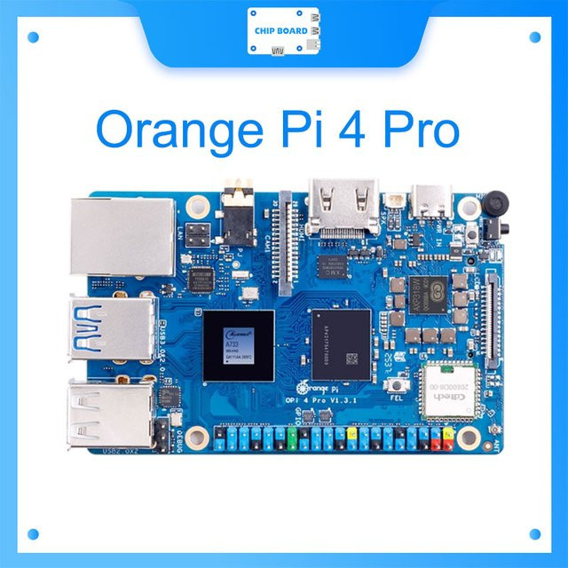 Orange Pi 4 Pro Einplatinencomputer mit 4 GB LPDDR5, 3TOPS NPU, Gigabit LAN, M.2 NVMe Slot und Dual MIPI CSI in Blau - Bild 1