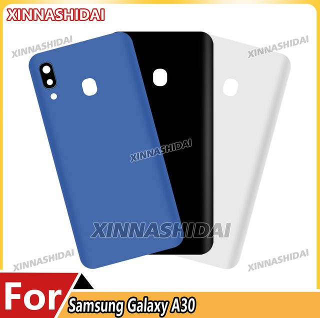 Samsung Galaxy A30 Ersatzgehäuse Mittelrahmen mit Akku-Rückabdeckung und Kamera Glas in Blau - Bild 1