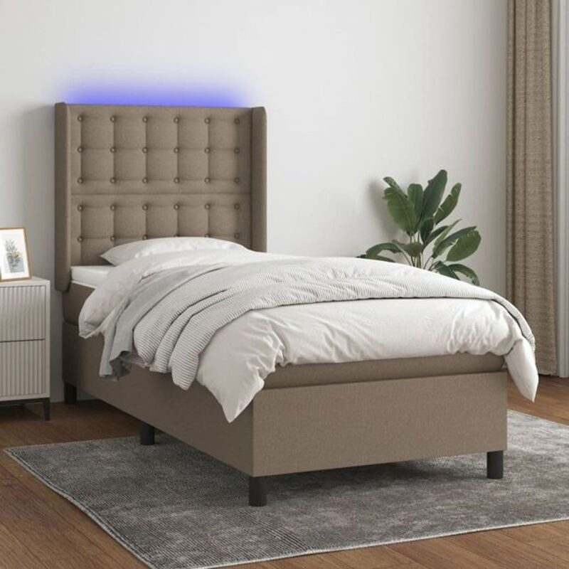 vidaxl Boxspringbett mit Matratze in Taupe aus Stoff, B/T: 100 x 200 cm - Bild 1