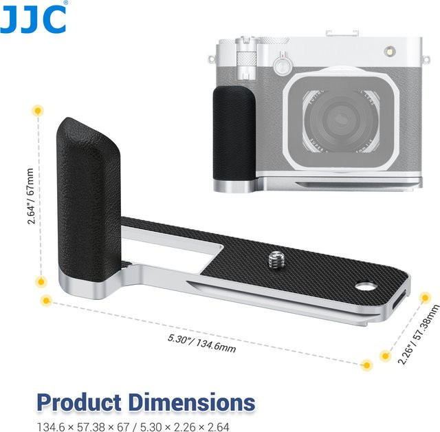 JJC Metall-Handgriff für Fujifilm GFX100RF Kamera, L-förmige Kamerahalterung in Schwarz mit 1/4 Zoll-20 Gewinde für Stativ - Bild 1