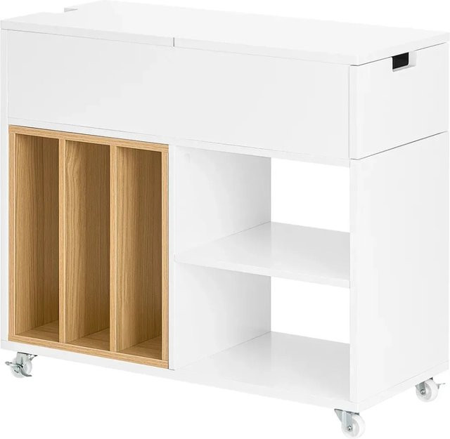 SoBuy Beistelltisch FBT134-W als Druckertisch und Rollwagen in Weiß, B/T/H: 61,0 x 30,0 x 70,0 cm - Bild 1