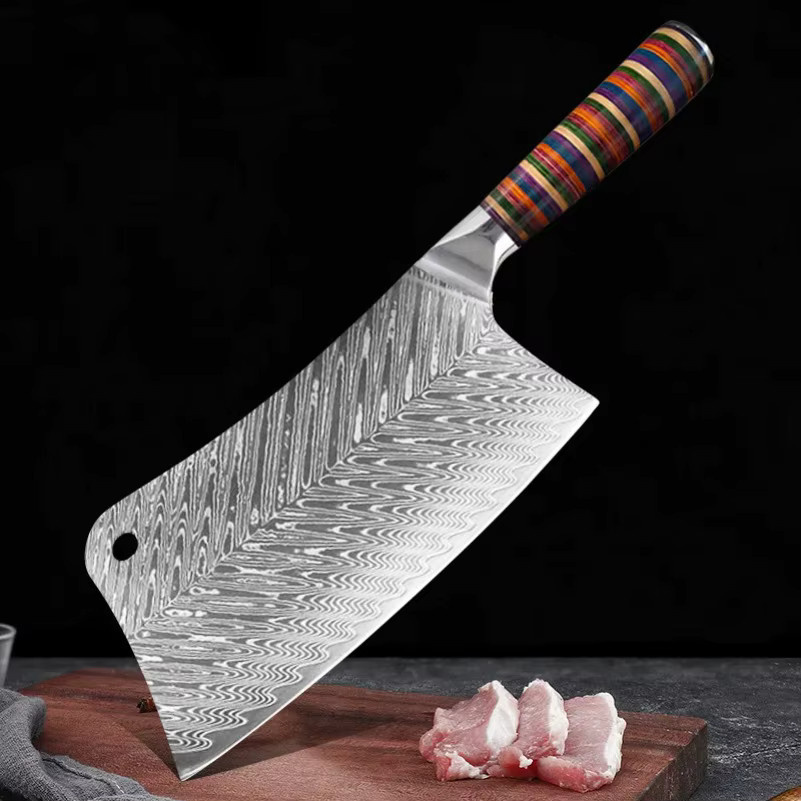 GuanQi Damaststahl Hackmesser mit Holzgriff für professionelle Küche und Haushalt - Bild 4