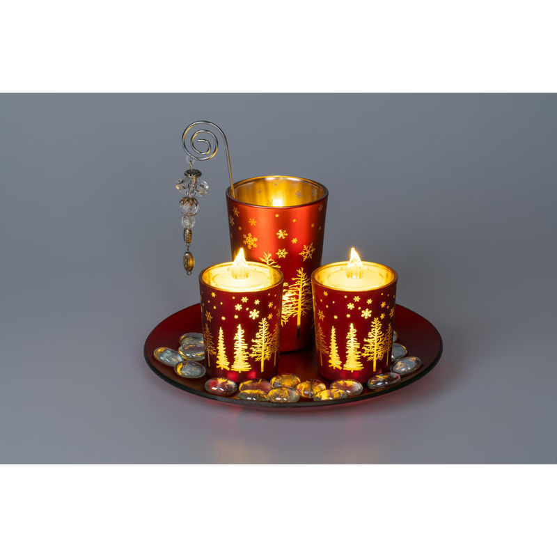 3er-Set elektrische LED-Kerzen Gala von viva domo in Weiß und Rot aus Glas für Weihnachten - Bild 1