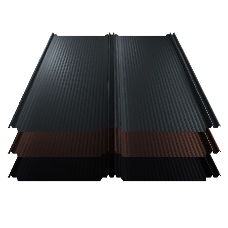 Stehfalz T-Panel Dach aus Aluminium in Schwarz mit Nanowelle, Breite: 110 cm, Materialstärke: 0,60 mm - Bild 1