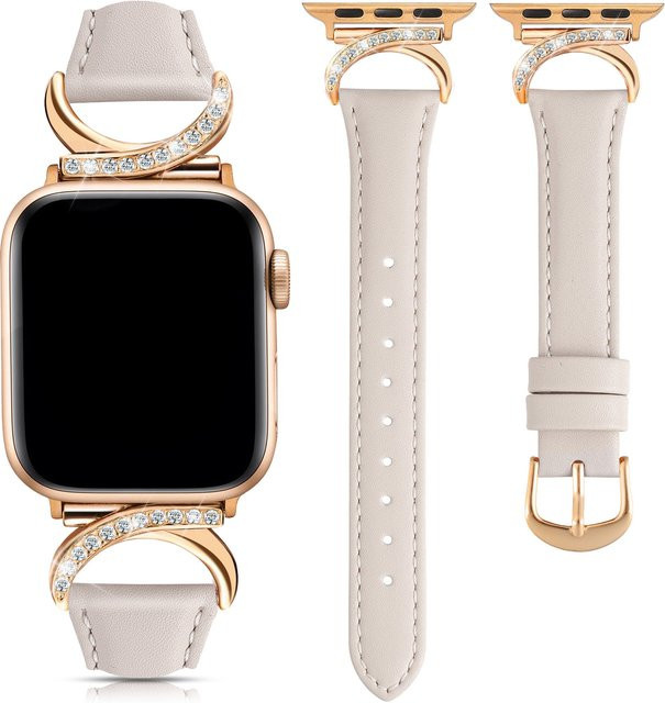 Uhrenarmband Leder, Strass, Kristall, für Apple Watch - Bild 1