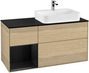 V&B Waschtischunterschrank Finion mit Wandbeleuchtung in Eiche Lack, Breite: 120 cm, Tiefe: 50,1 cm, Höhe: 50,1 cm - Bild 1