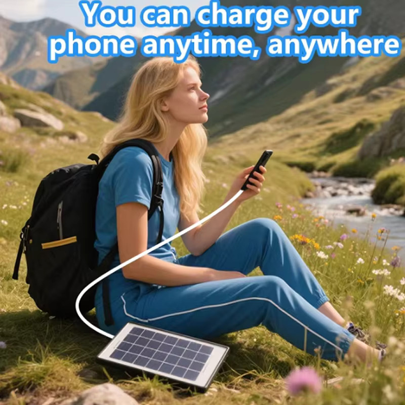 Tragbares Solar Panel für Outdoor, Wandern und Camping, Wasserdicht IP65, 5V Ladebank für dein Handy, Schwarz - Bild 3