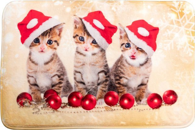 Rutschfeste Weihnachtskätzchen Fußmatte von viva domo in Mehrfarbig aus Polyester - Bild 1
