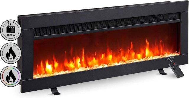 BALDERIA AG-36 Elektrokamin als Wandkamin oder Einbaukamin mit 3D-Flammeneffekt und Bluetooth in Schwarz - Bild 1