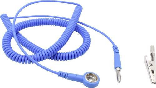 Quadrios ESD-Erdungskabel mit Druckknopf 10 mm, Stecker und Krokodilklemme, Blau, Länge: 3,60 m - Bild 1