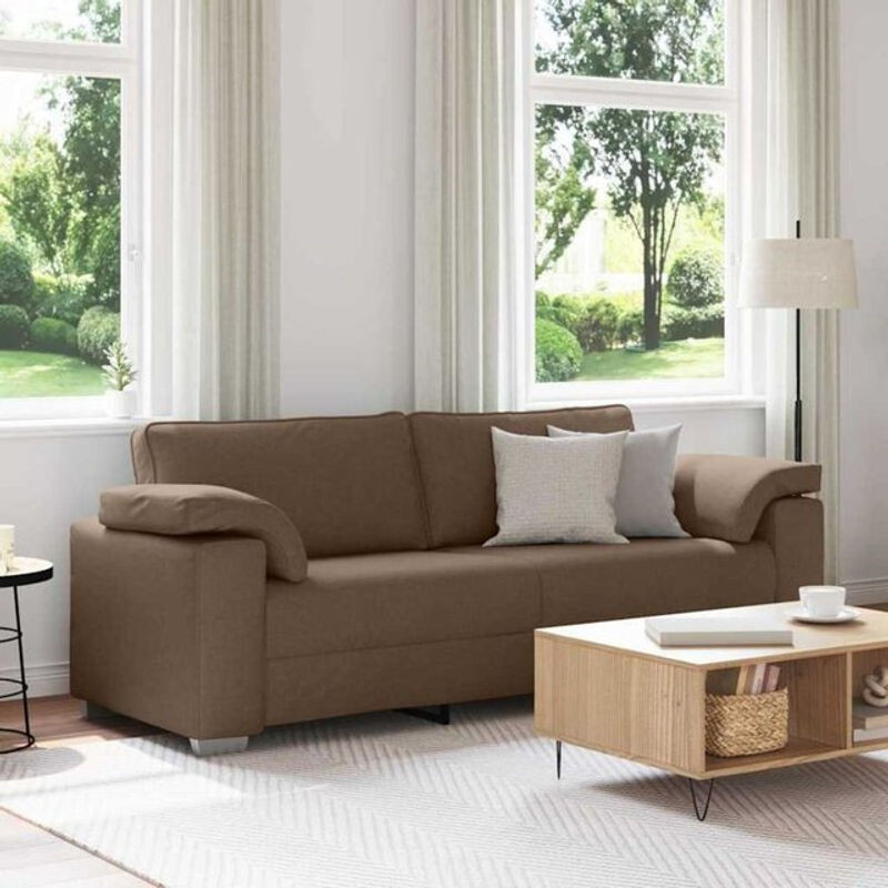 Vidaxl 3-Sitzer Sofa Braun aus Stoff in modernem und minimalistischem Design B/T/H: 219 x 77 x 82 cm - Bild 1