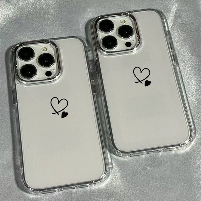 Wolkerfly Handyhülle mit schwarzem Herz-Muster und transparentem Design für iPhone Modelle, Farbe: Schwarz/Transparent - Bild 1