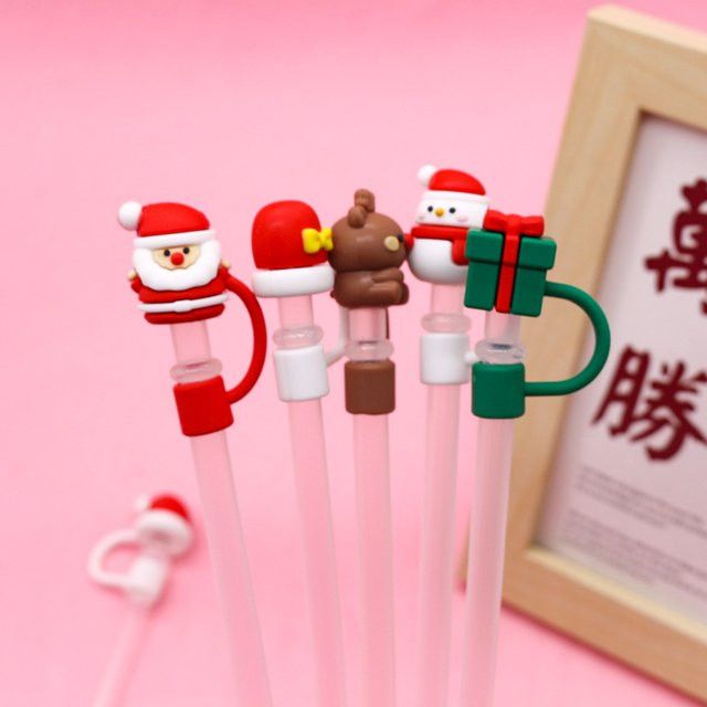 6er Set joy-enlife Weihnachts Stroh-Trinkhalm Abdeckungen in Multicolor, 10mm Durchmesser - Bild 1