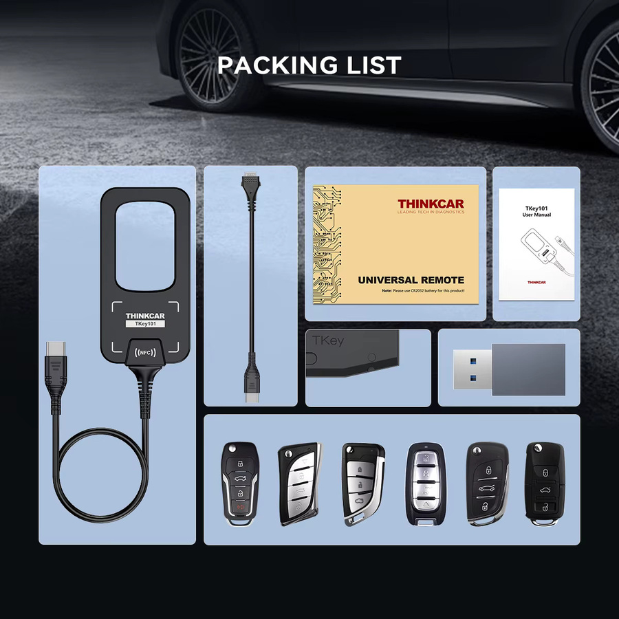 THINKCAR Tkey 101 Autoschlüssel-Programmierer in Schwarz mit Frequenzerkennung und 6 Schlüsseln für THINKCAR 689BT und MUCAR 892BT - Bild 3