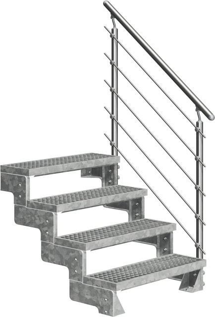 Dolle Außentreppe Gardentop mit 4 Gitterroststufen und Geländer in Braun und Silber - Bild 1