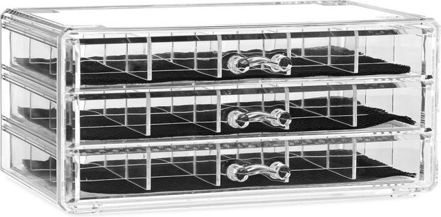Relaxdays Make-up Organizer aus Acryl in Transparent mit 3 Schubladen, B/T/H: 23,5 x 10,5 x 15,5 cm - Bild 1