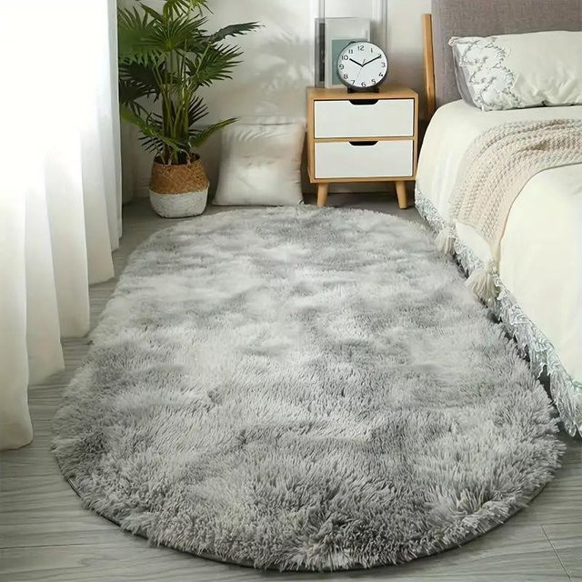 Ovaler flauschiger Langhaarteppich von ZZ HOME in Grau/Mehrfarbig, B/L: 50 x 160 cm - Bild 1
