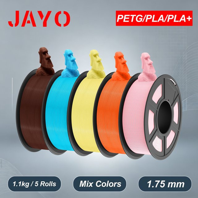 JAYO 3D-Druck Filament PLA Multicolor, 1,75 mm, 5 Rollen für FDM 3D-Drucker - Bild 1