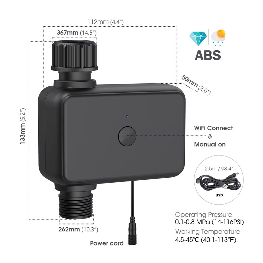 MUCIAKIE Dualband Smart Wassertimer N370 für Schlauchhahn, WLAN Bewässerungssteuerung 2,4 GHz und 5 GHz, Schwarz - Bild 4