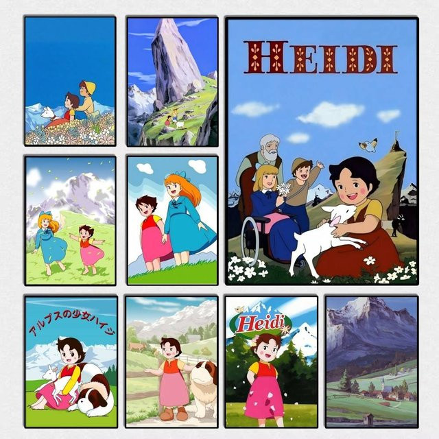 Anime-Poster Heidi, ein Mädchen der Alpen als Wandaufkleber in Mehrfarbig, Rechteckig - Bild 1