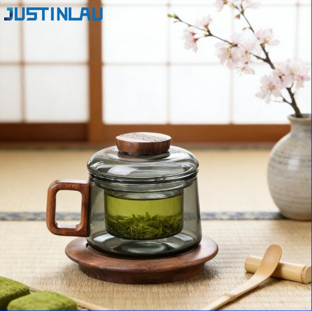 JUSTINLAU 3-teiliges Set aus Borosilikatglas: Mini-Teetasse und hitzebeständige Teekanne mit Teetrenner, transparent, 200 ml - Bild 1