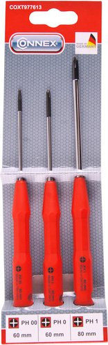 Connex Schraubendrehersatz PH aus Stahl, 3-teilig, rot/schwarz/silber - Bild 1