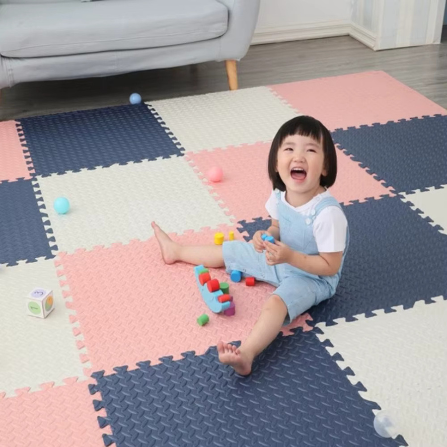DHDH 16-teilige Baby-Aktivitätsmatte mit Blattmuster in Blau, rutschfest und stoßdämpfend, ineinandergreifende Bodenfliesen für Schlafzimmer und Wohnzimmer - Bild 1