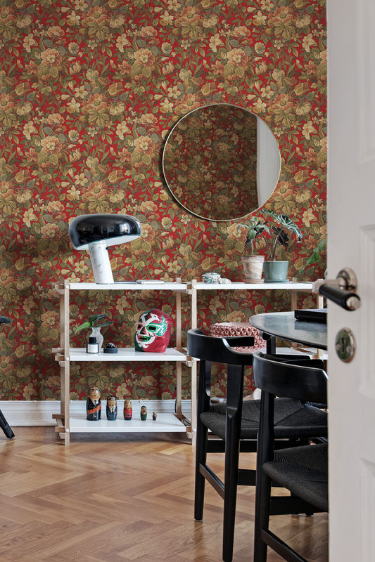 Rebel Walls Tapete Vintage Garden Velvet in Rot, Braun und Grün mit botanischem Floral-Design - Bild 2