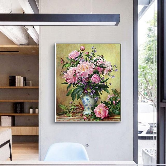 FIYO Diamond Painting Set Runde Motiv Vögel und Blumen in Grau und Multicolour B/H: 20 x 30 cm - Bild 1